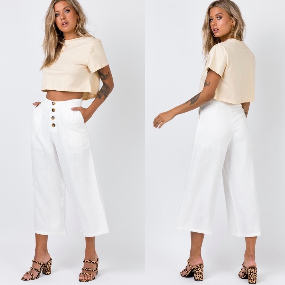 Princess Polly The Harris Pants White Linen Blend
